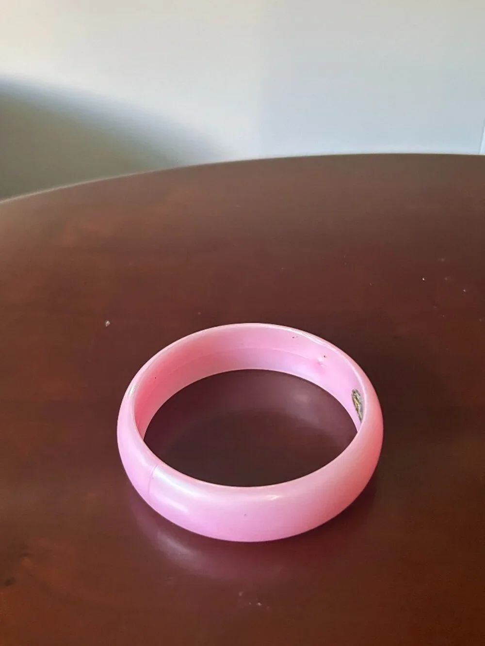 Vintage Pink Moonglow Lucite Bangle Bracelet | 1970s Pastel Stackable Bracelet |